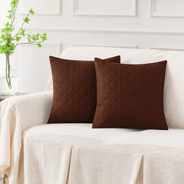 Quilted Cushion Cover Square 16✘16 Inches - Brown