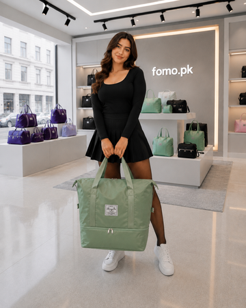 Fomo Premium Large Capacity Non-Foldable Travel Carry Bag - Sage Green 💦