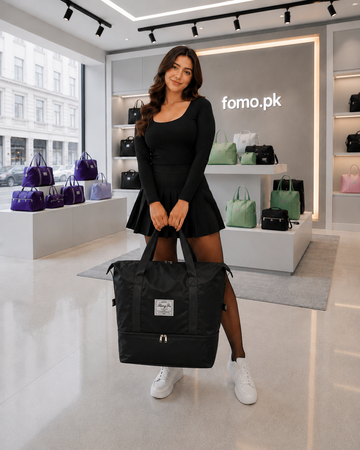 Fomo Premium Large Capacity Non-Foldable Travel Carry Bag - Charcoal Black 💦