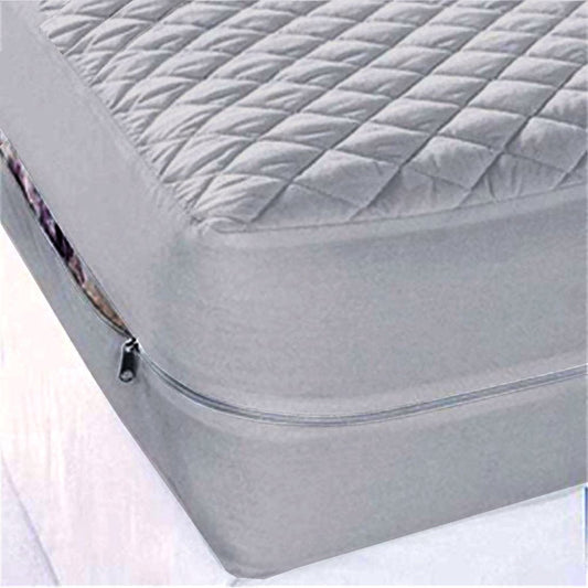 Quilted Zipper waterproof Mattress Protector - Grey