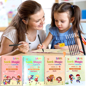 Kids Magic Practice Book Set of 4-Kids learning for Home and school with 10 refill pens