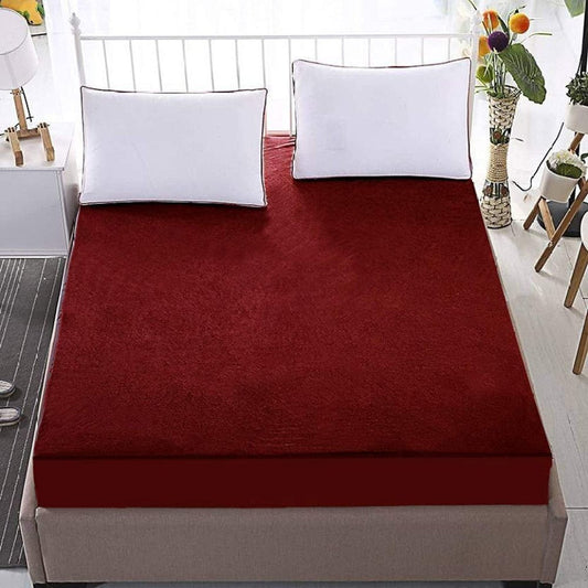 Water Proof Mattress Protector  - Maroon Terry Cotton Stuff