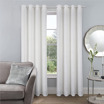 2 Pieces Plain Dyed Velvet Eyelet Curtains-White