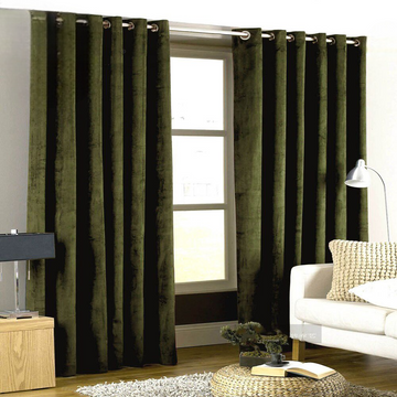 2 Pieces Plain Dyed Velvet Eyelet Curtains-Pine Green