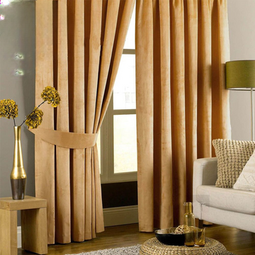 2 Pieces Plain Dyed Velvet Eyelet Curtains-Natural
