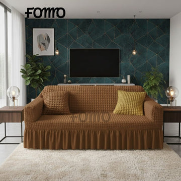 Fluffy Bubble Fabric Sofa Cover - Copper