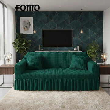 Fluffy Bubble Fabric Sofa Cover - Green