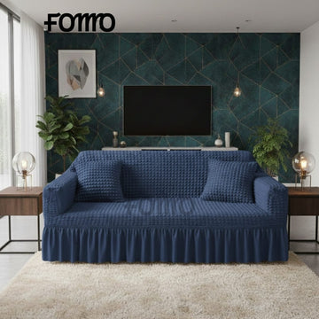 Fluffy Bubble Fabric Sofa Cover - Blue
