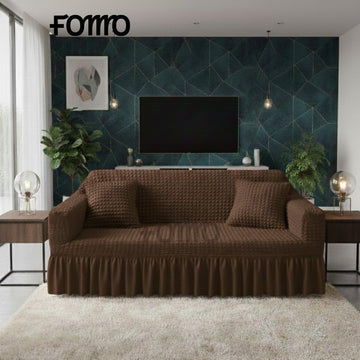 Fluffy Bubble Fabric Sofa Cover - Brown