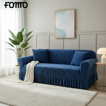 Zebra Velvet Sofa Covers - Blue