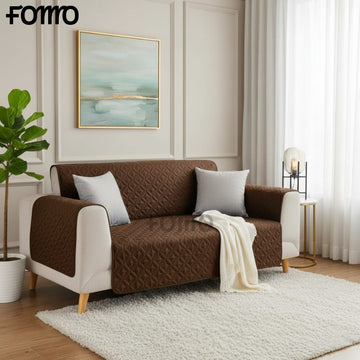 Micro Quilted Sofa Cover - Brown