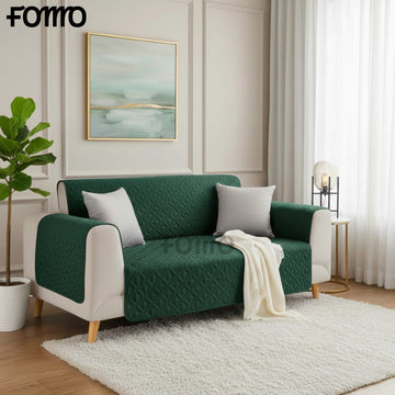 Micro Quilted Sofa Cover - Green