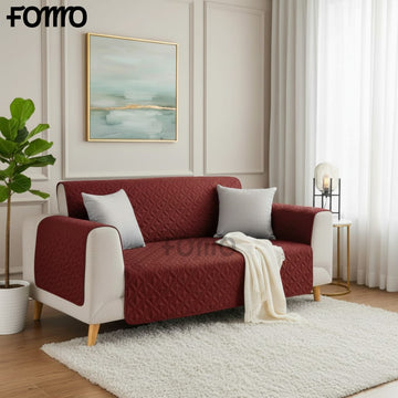 Micro Quilted Sofa Cover - Mehroon