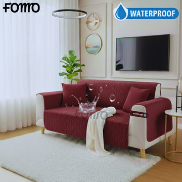 Water Proof Quilted Sofa Cover Micro Color Maroon