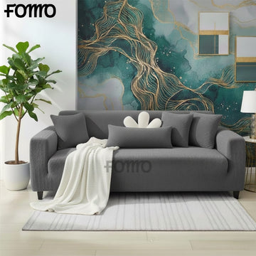 Jacquard Stripe Sofa Cover - Grey