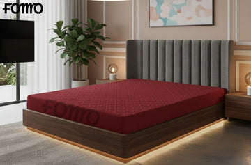 Quilted waterproof Mattress Cover - Dark Maroon