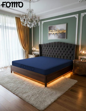 Water Proof Mattress Cover  - Blue - Terry Cotton