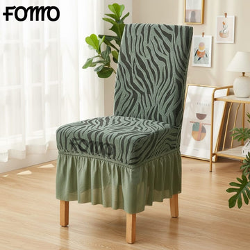 Velvet Zebra Chair Cover - Green