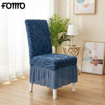 Velvet Zebra Chair Cover - Blue