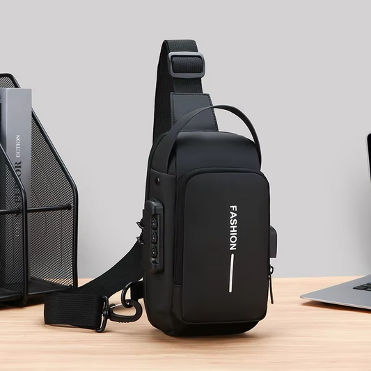 Oxford Crossbody Chest Bag - Stylish Motorcycle Sling with Phone Pocket, Zip Closure for Daily Commute