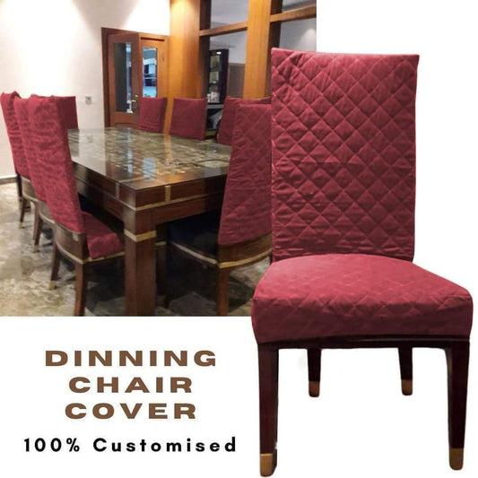 Cotton Quilted Chair Cover - Mehroon